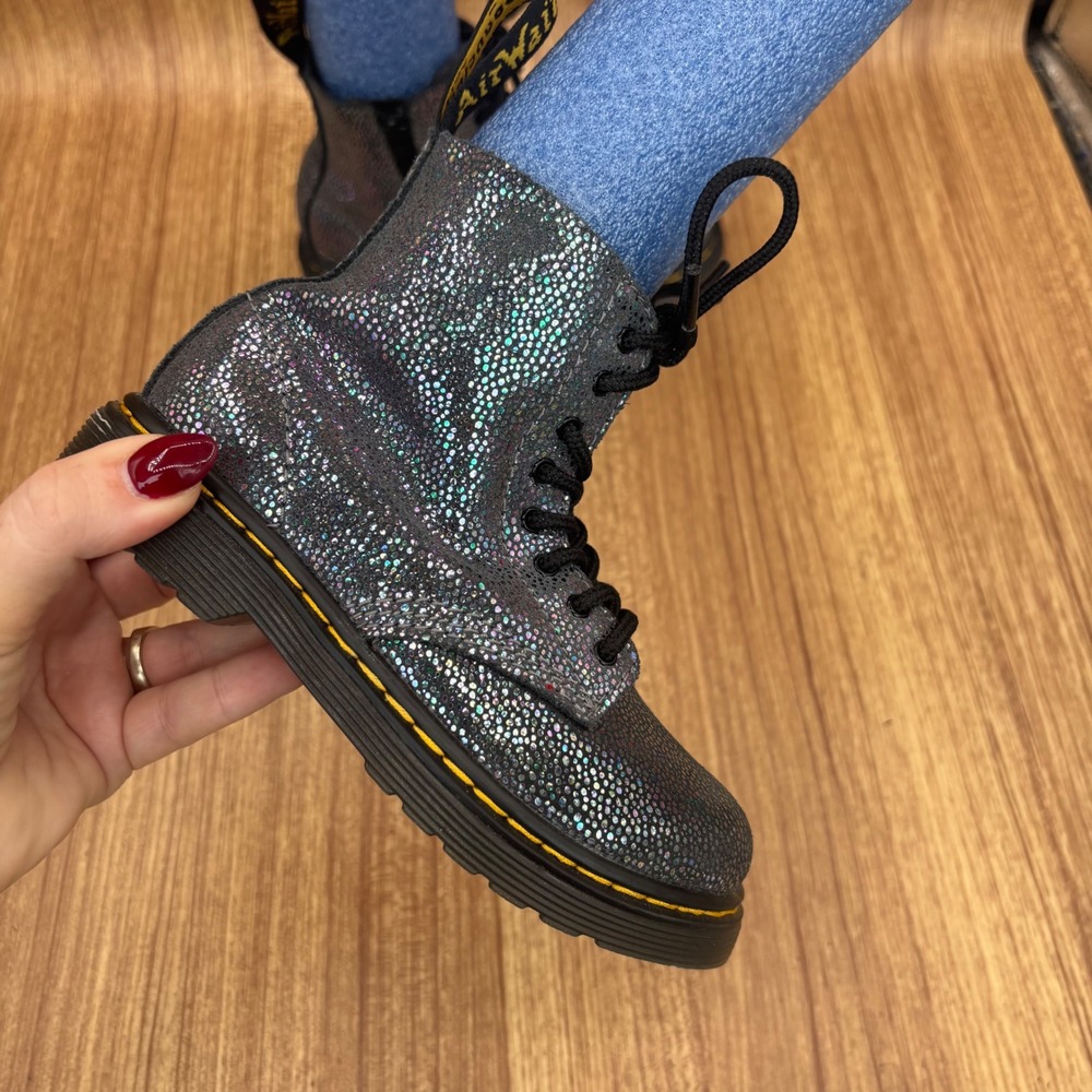 Dr. Martens 1460 Pascal T Kids Size 10 Iridescent Glitter Combat Boots Zip